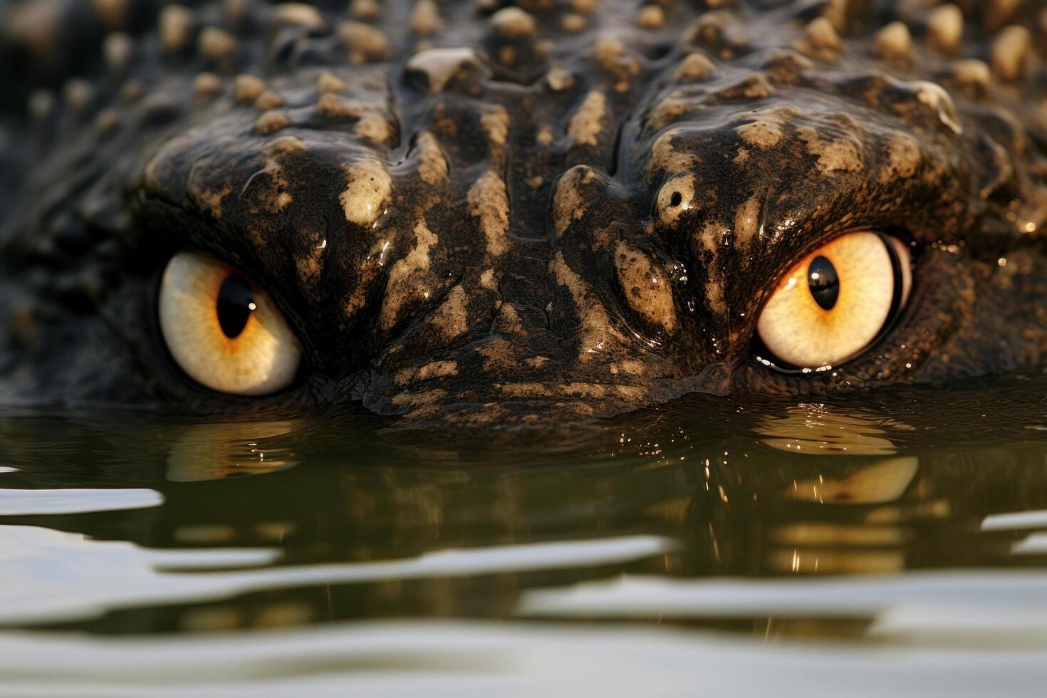 a close up of an alligators eyes photo