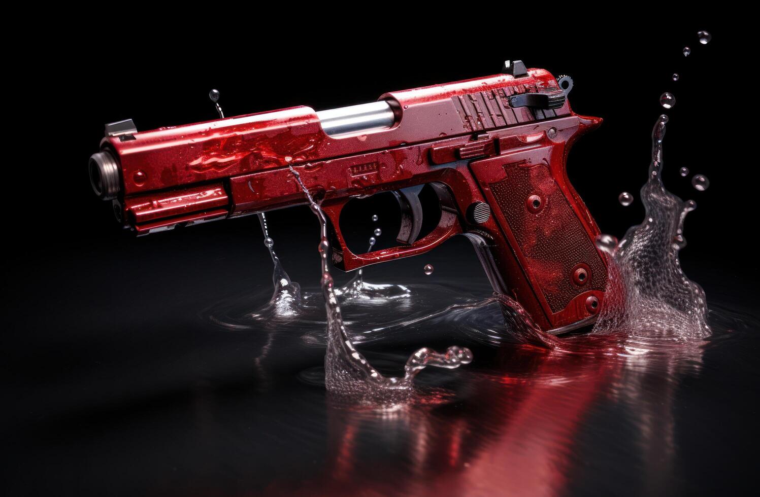 a red gun in water photo