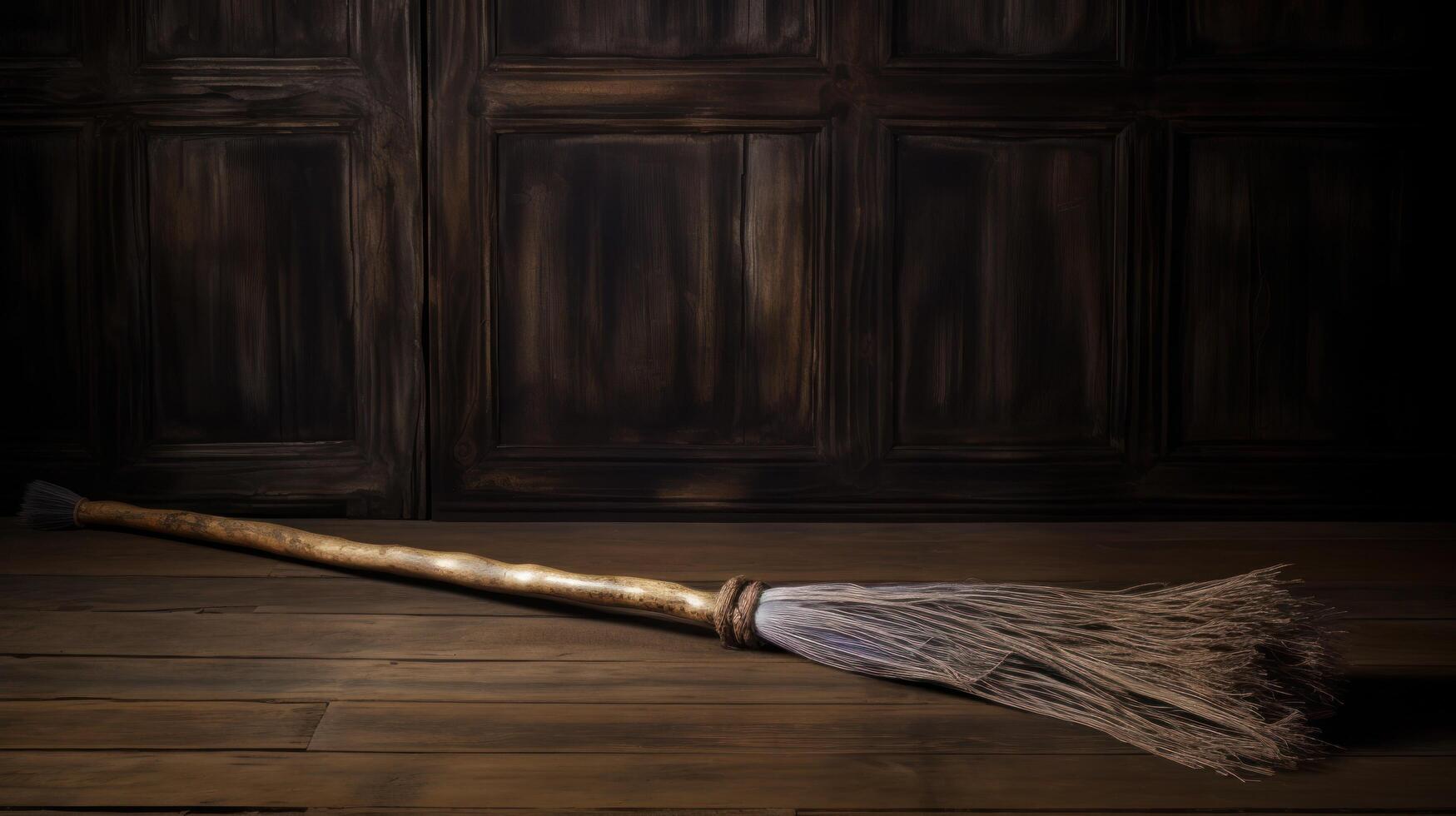 a broom on a wood floor photo