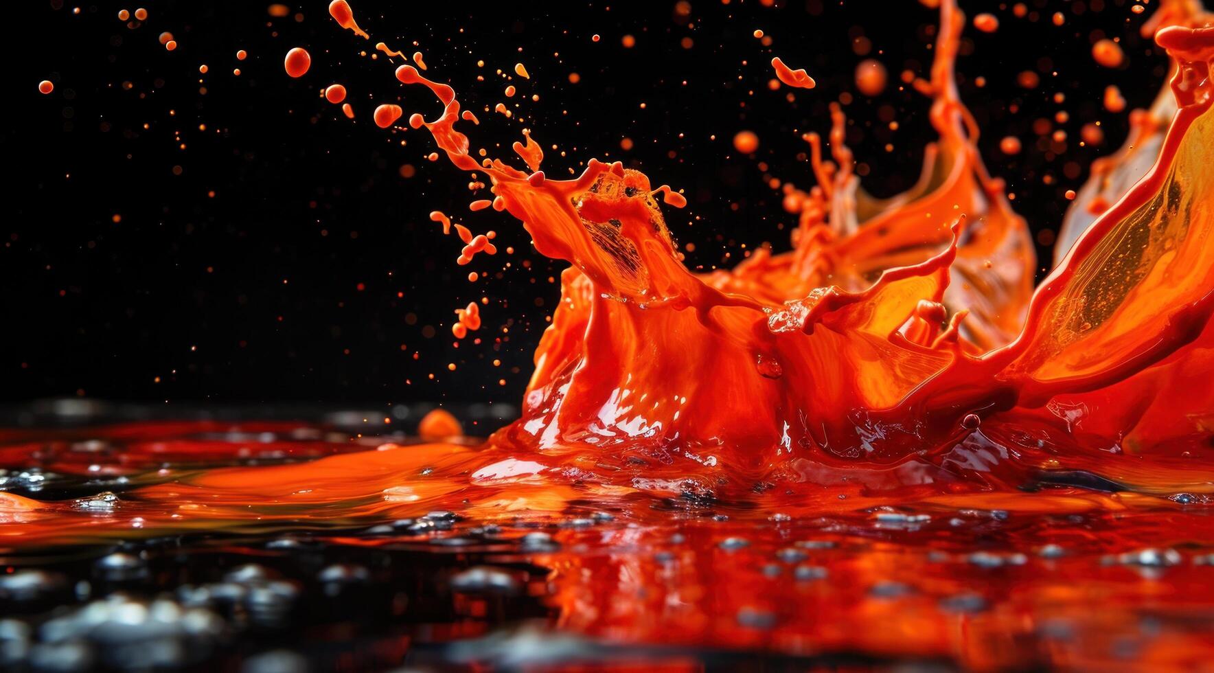 a close up of a splash of orange liquid photo