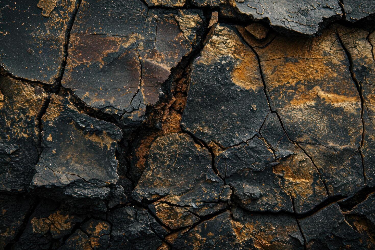 a close up of a cracked rock photo