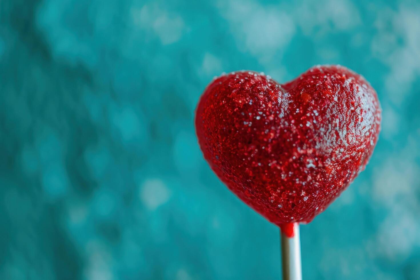 a red heart shaped lollipop photo
