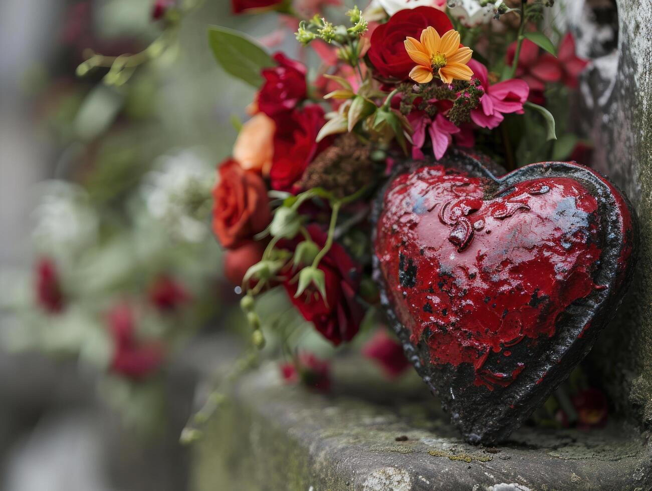 a heart shaped object with flowers photo