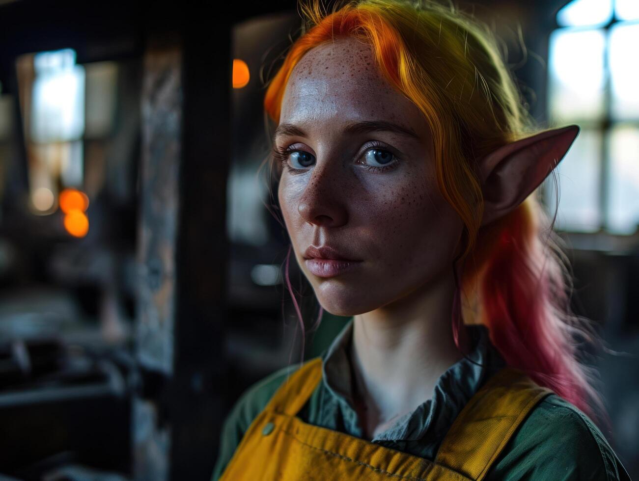 a woman with orange hair and elf ears photo