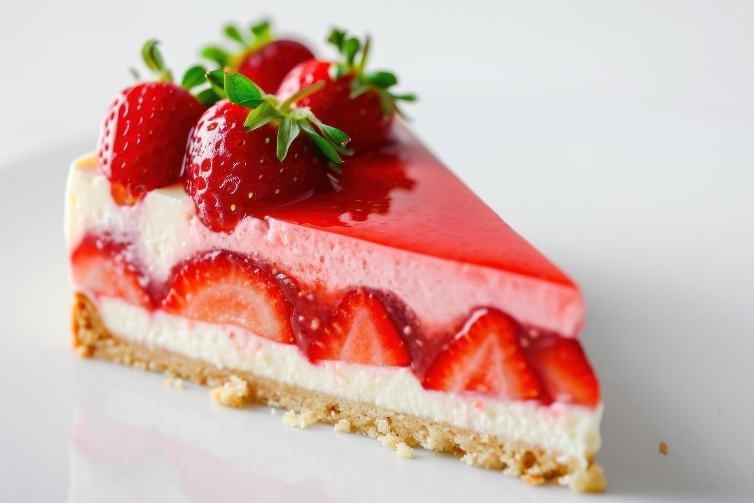 a slice of strawberry cheesecake photo