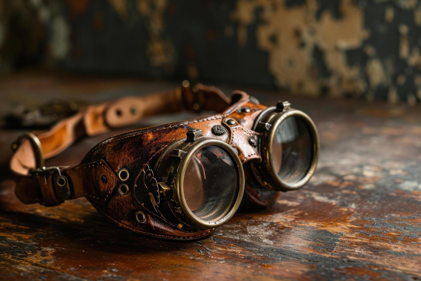 a pair of goggles on a table photo