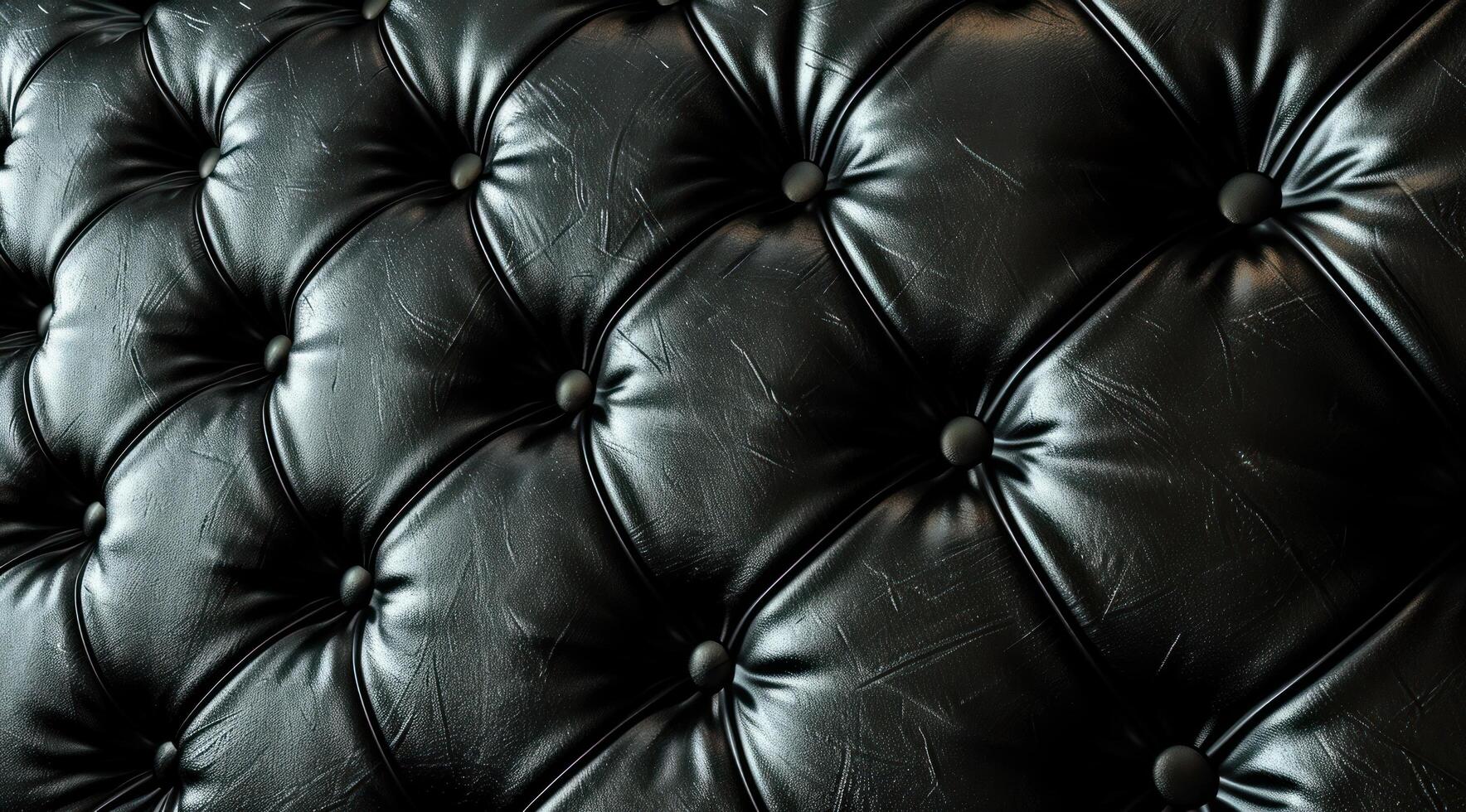 a close up of a black leather couch photo