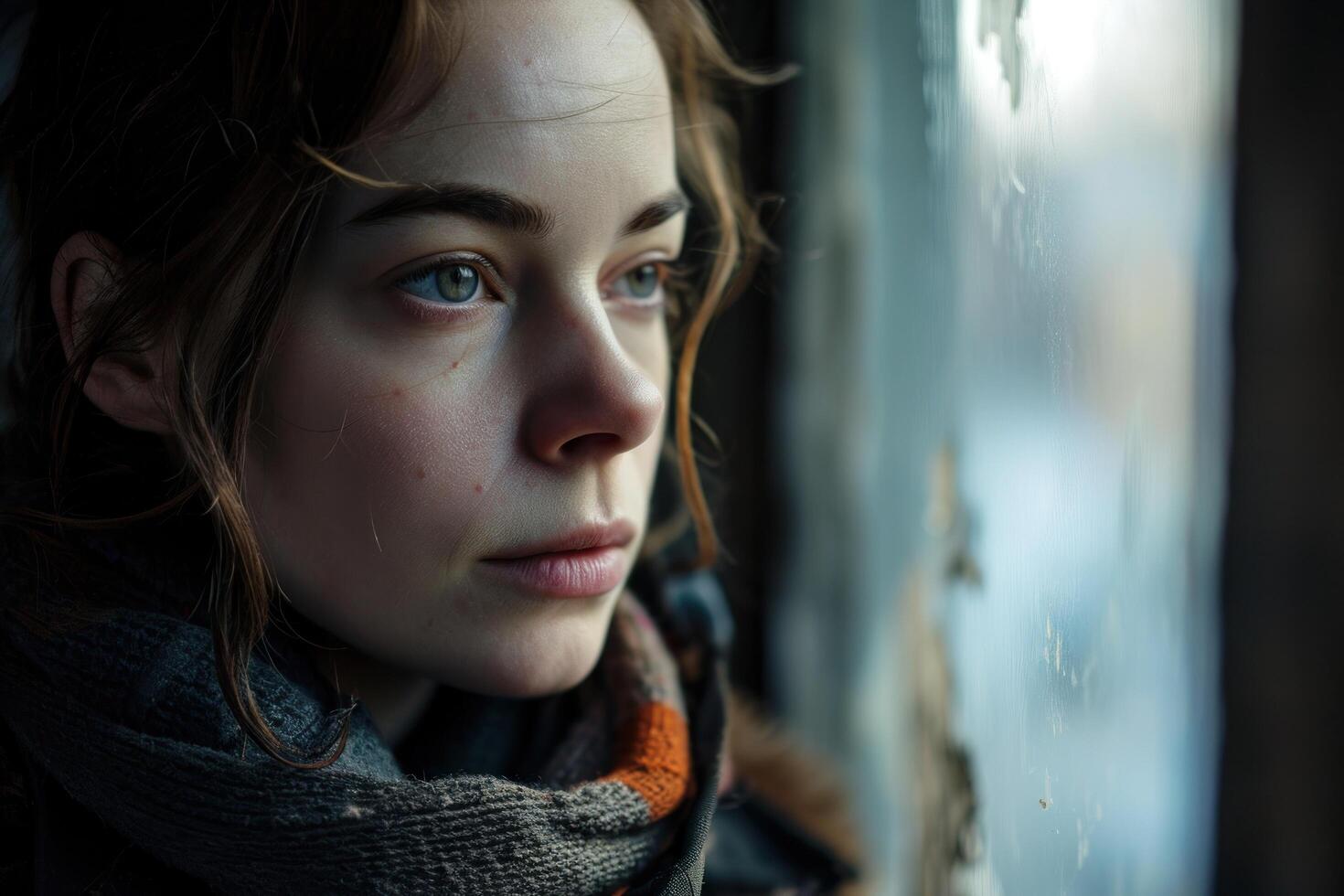 a woman looking out a window photo