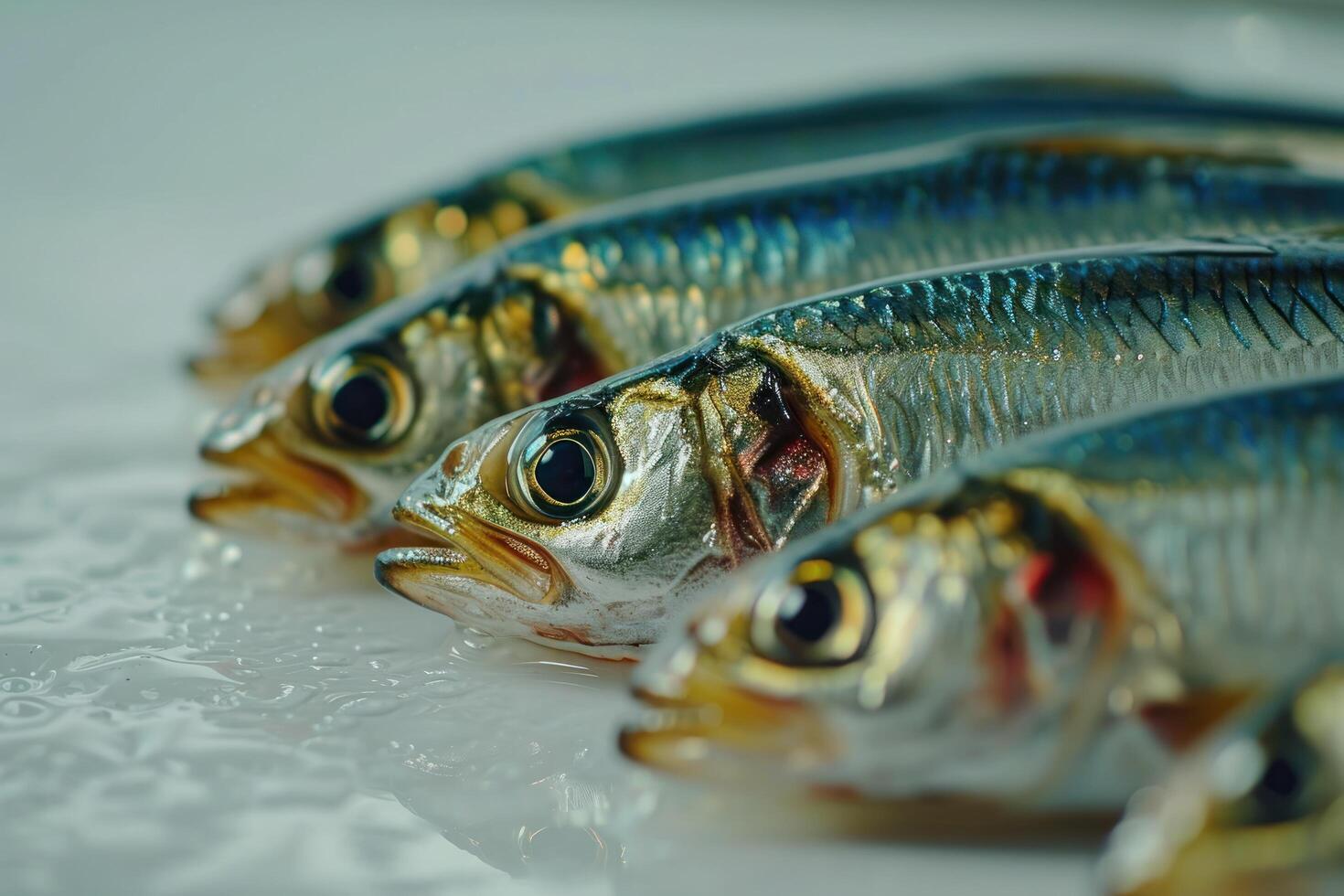 a group of fish on a white surface photo