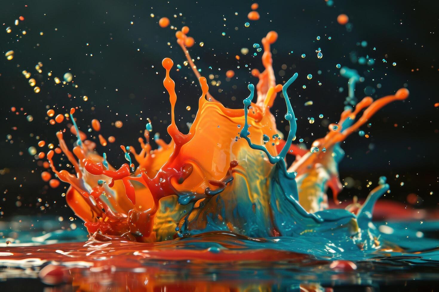 a colorful paint splashing in water photo