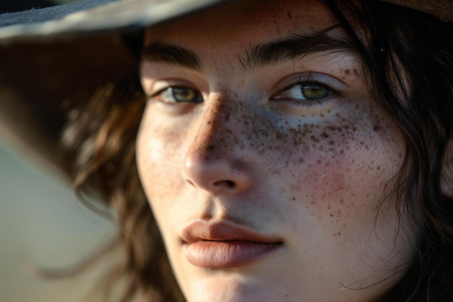 a close up of a womans face photo