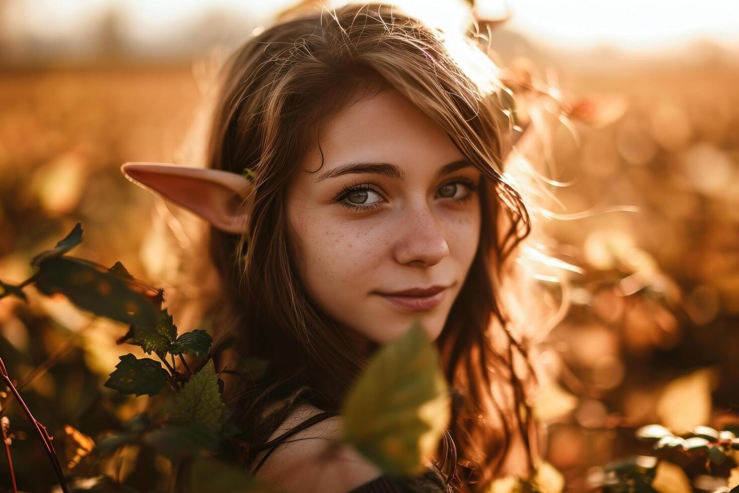 a woman with elf ears and ears photo