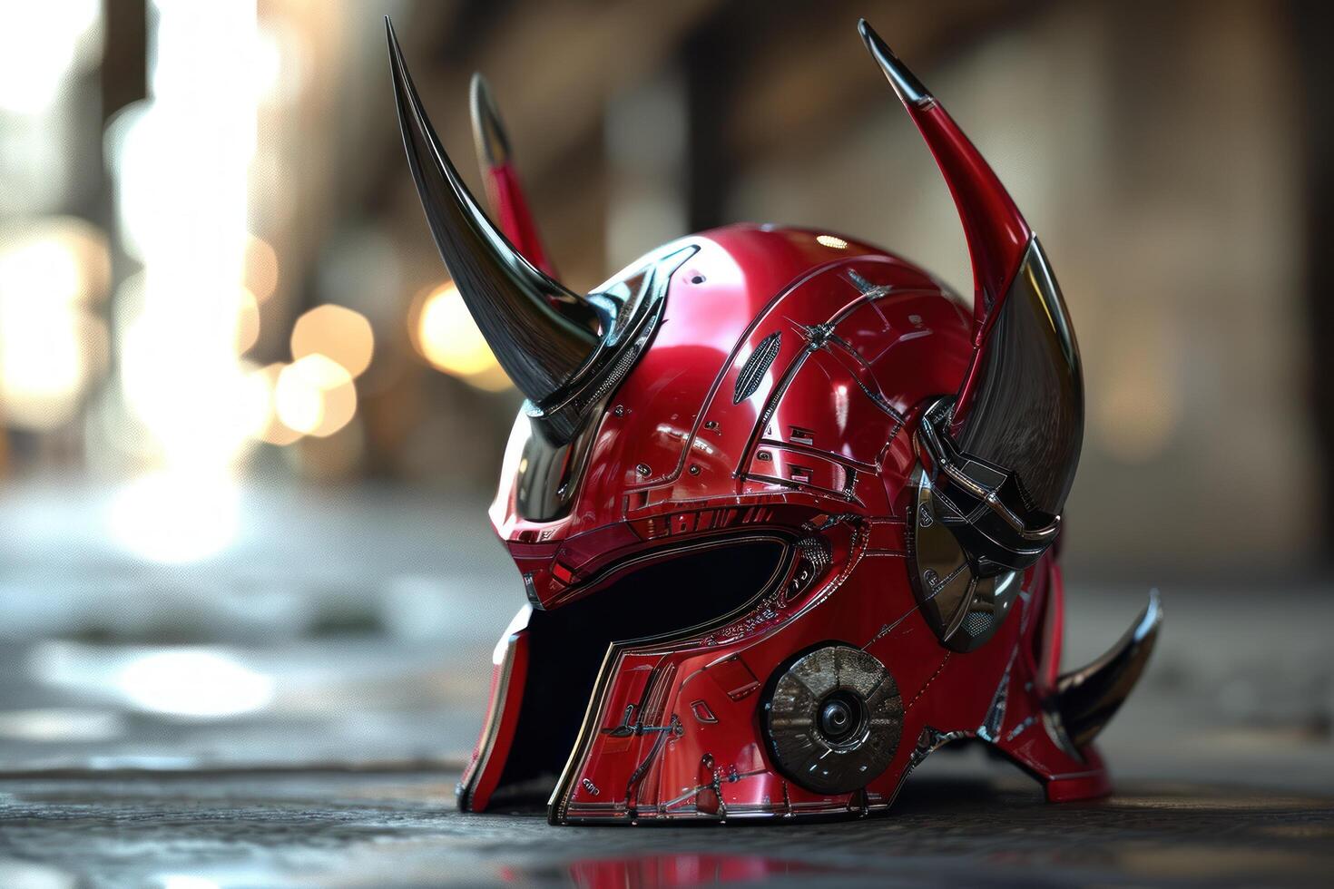 a red helmet with horns photo