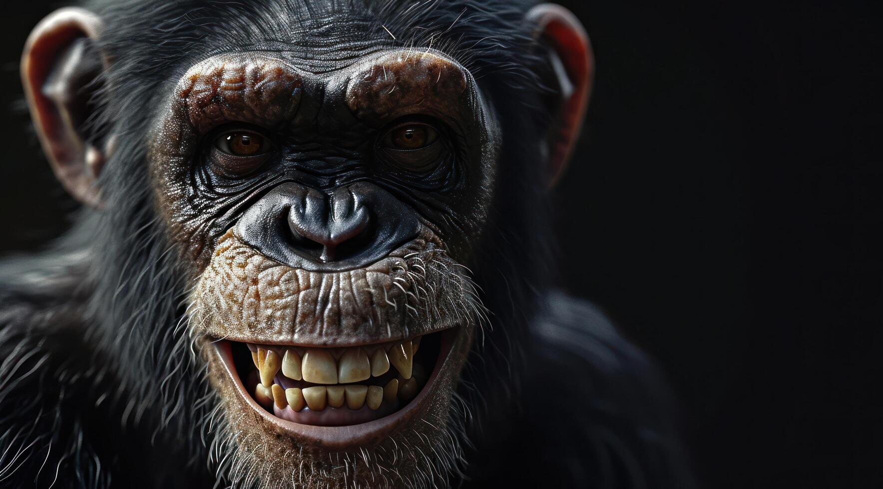 a close up of a monkeys face photo