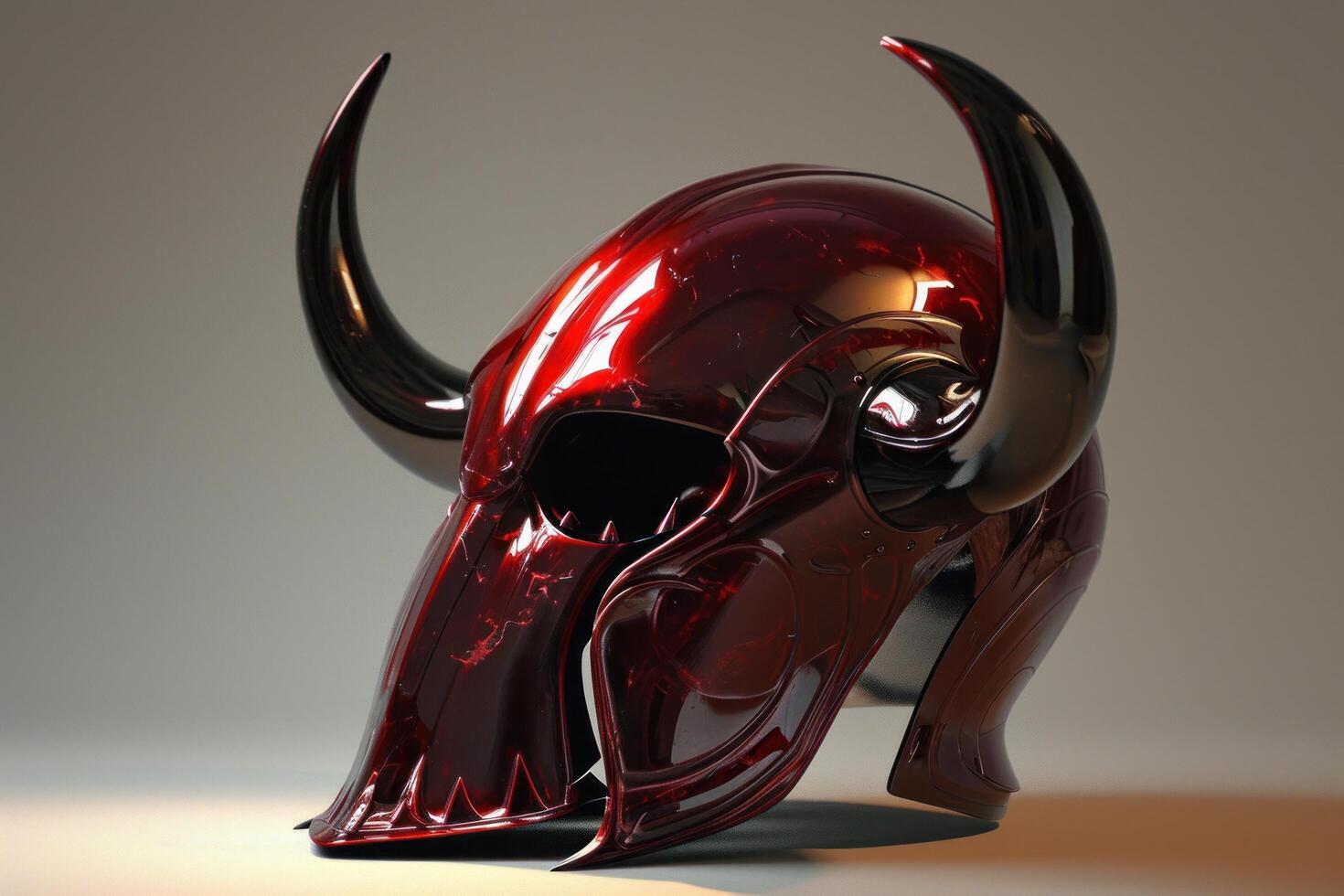 a red helmet with horns photo