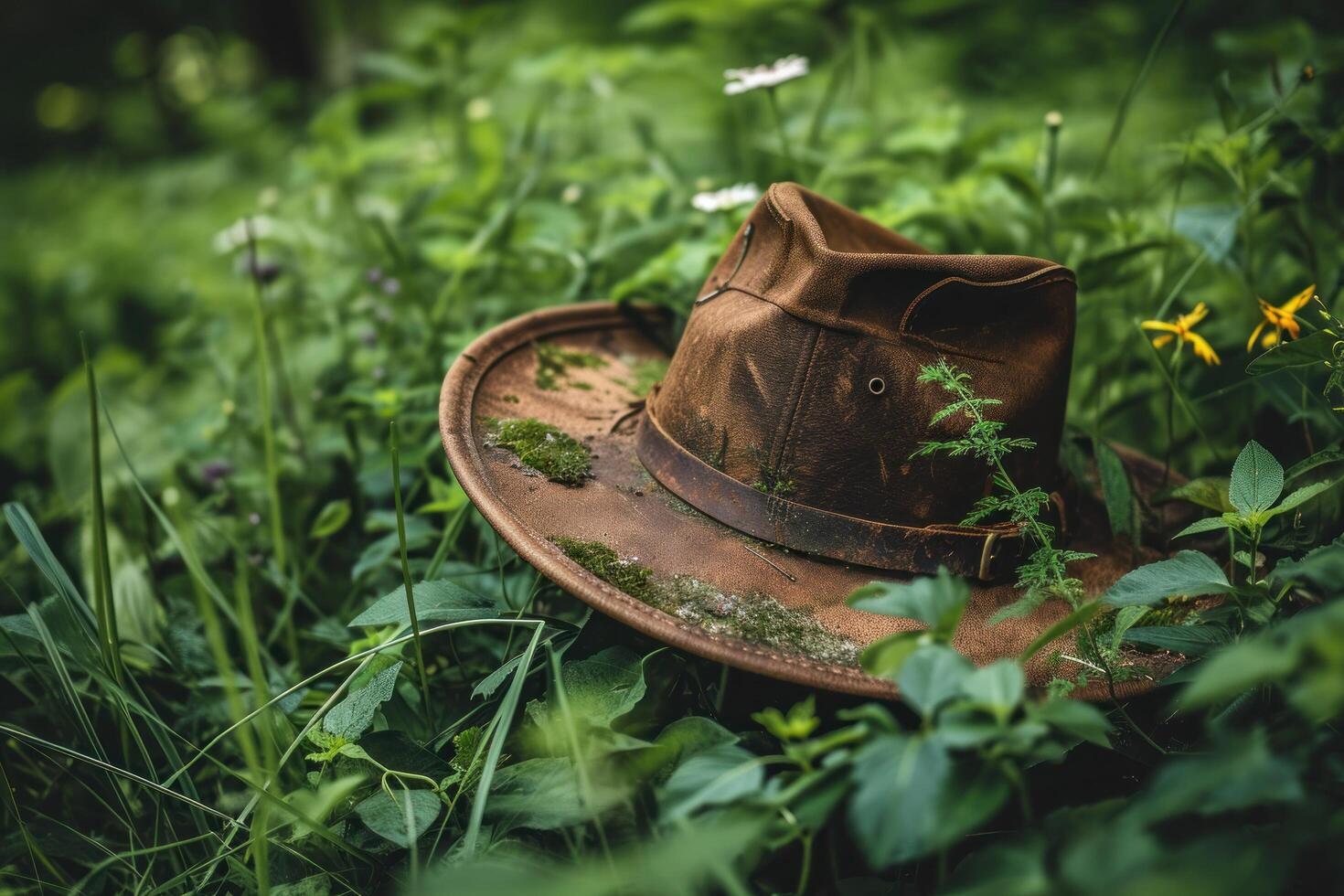 a hat in the grass photo