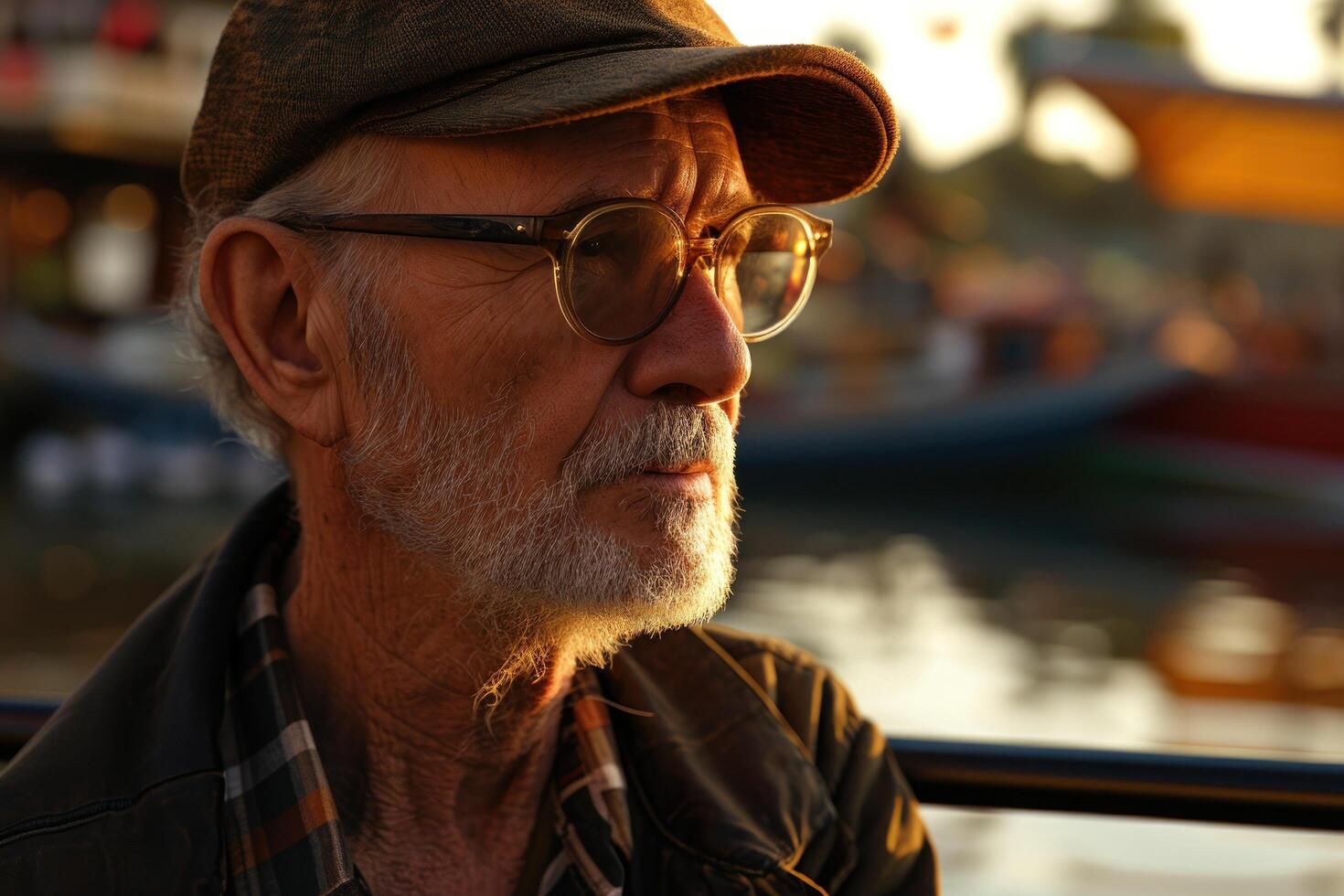 a man wearing a hat and glasses photo