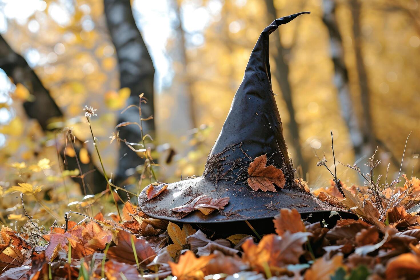 a person hat in the leaves photo