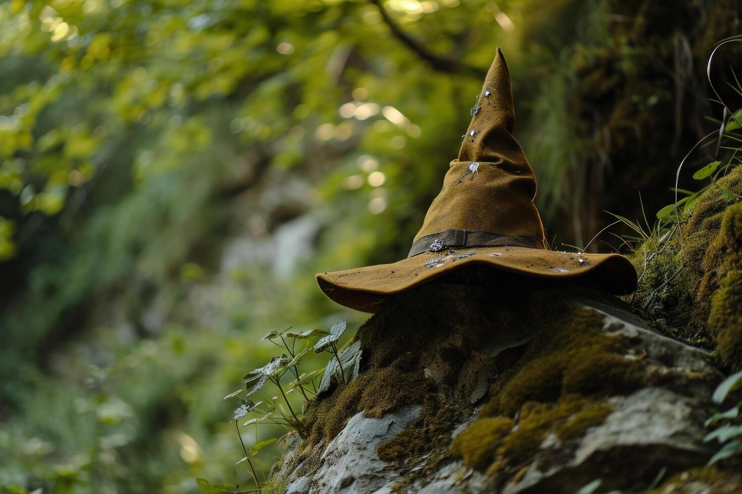 a hat on a rock photo