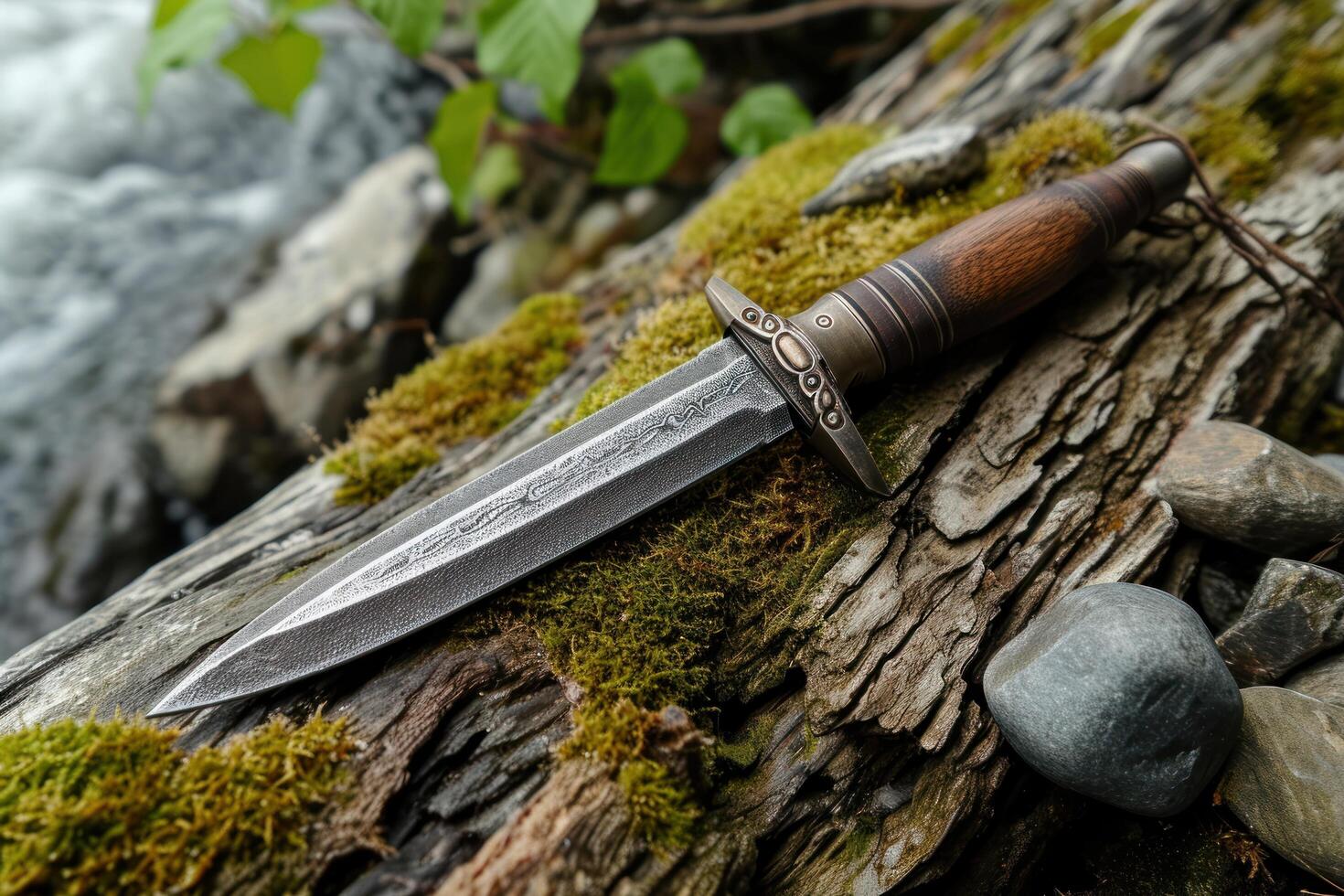 a knife on a log photo