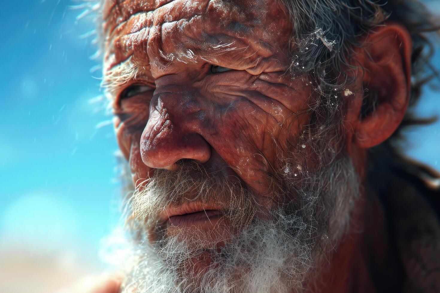 a close up of a man with a beard photo