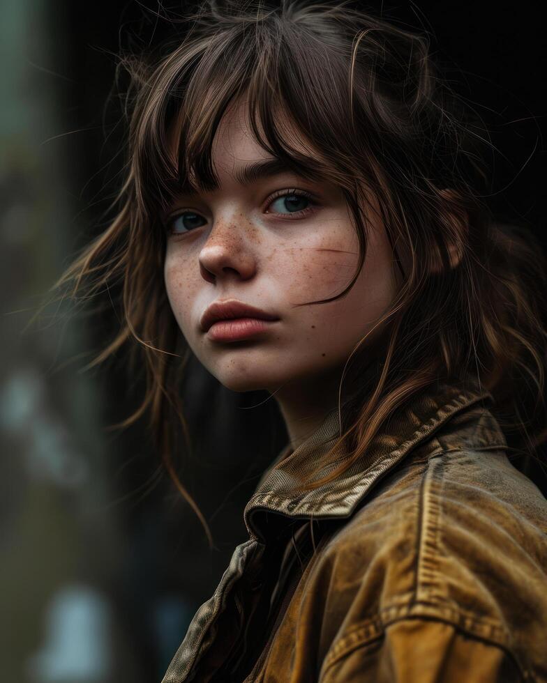 a close up of a girl photo