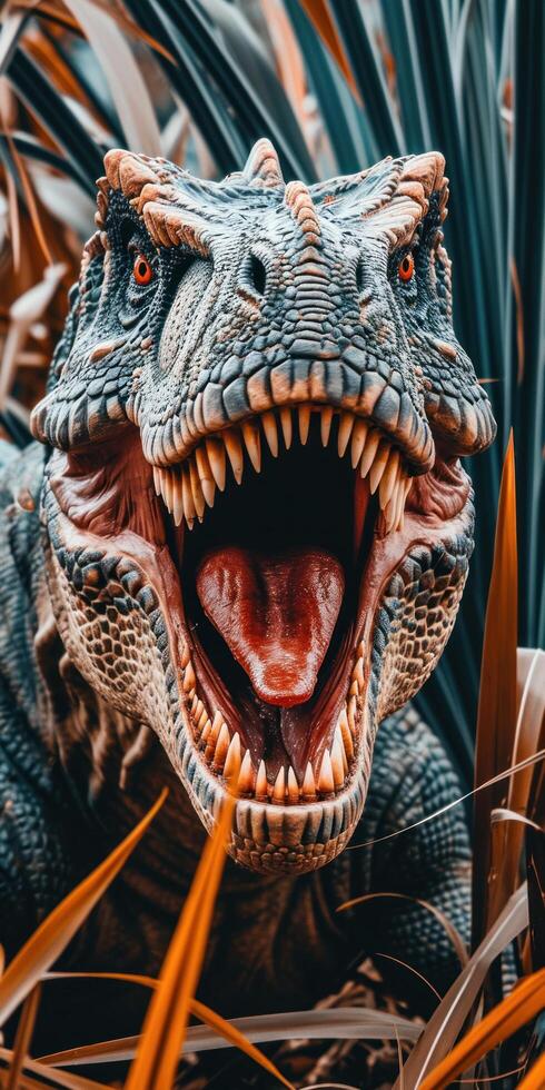 a dinosaur with its mouth open photo