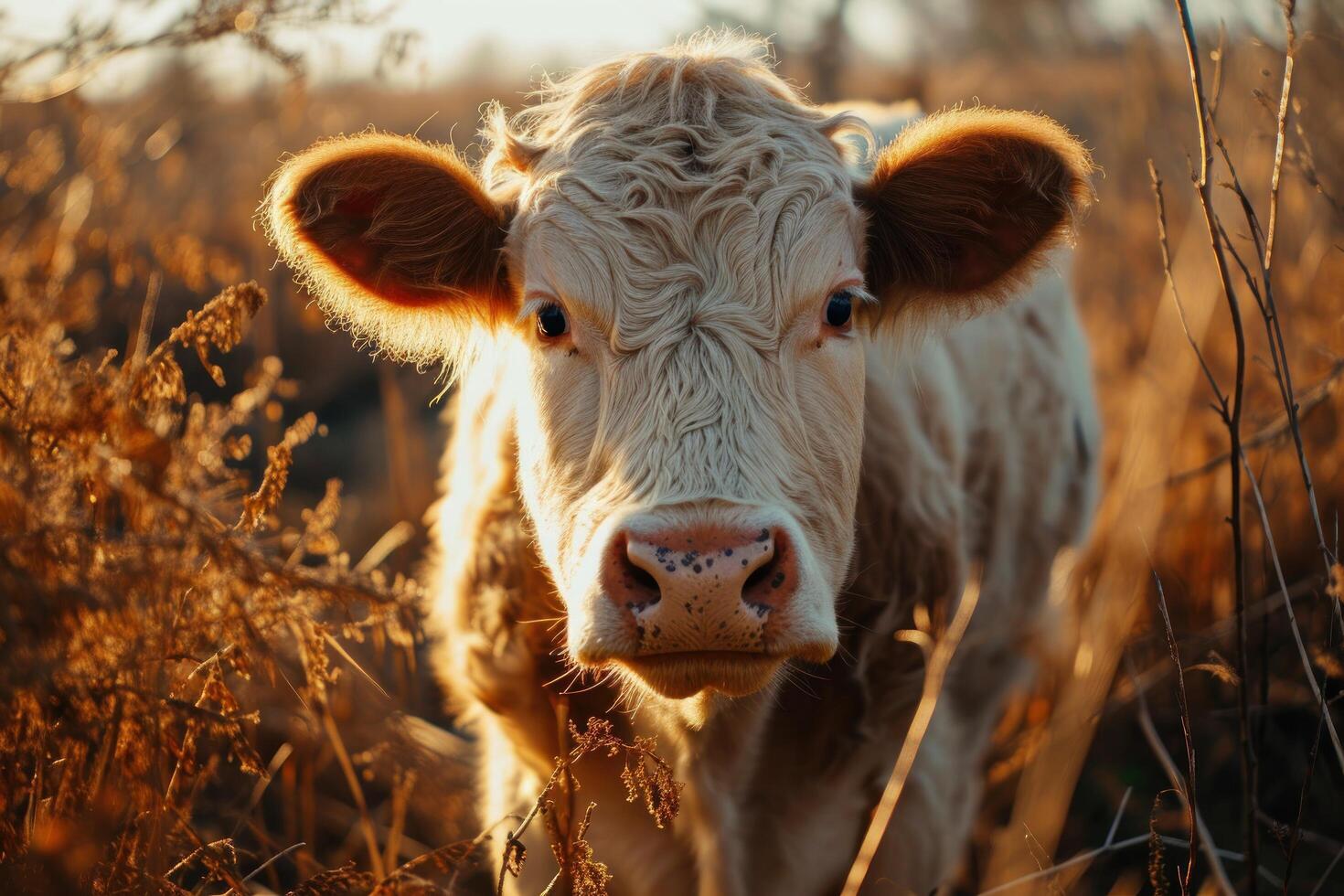 a cow standing in a field photo