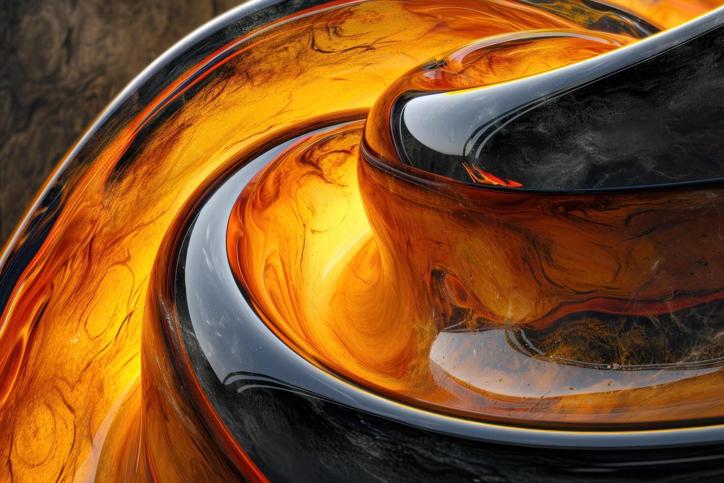 a black and orange swirly object photo