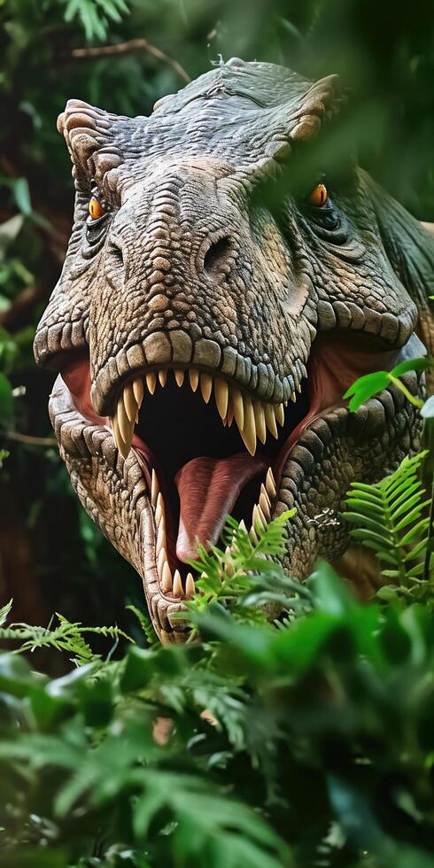 a dinosaur with its mouth open photo