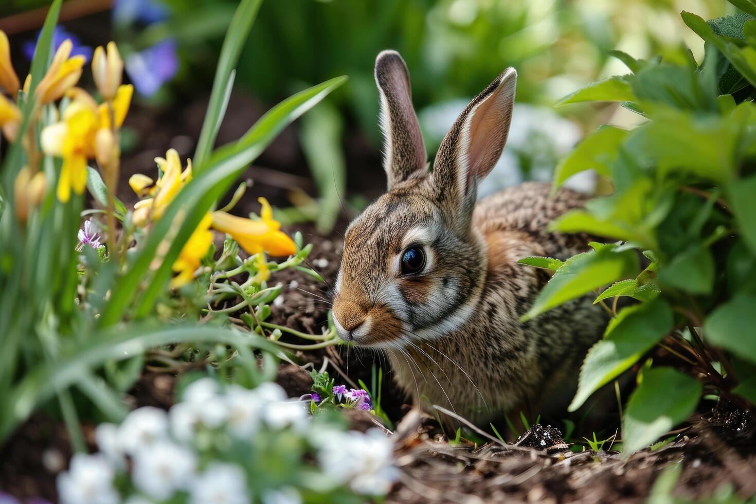 a rabbit in a garden photo