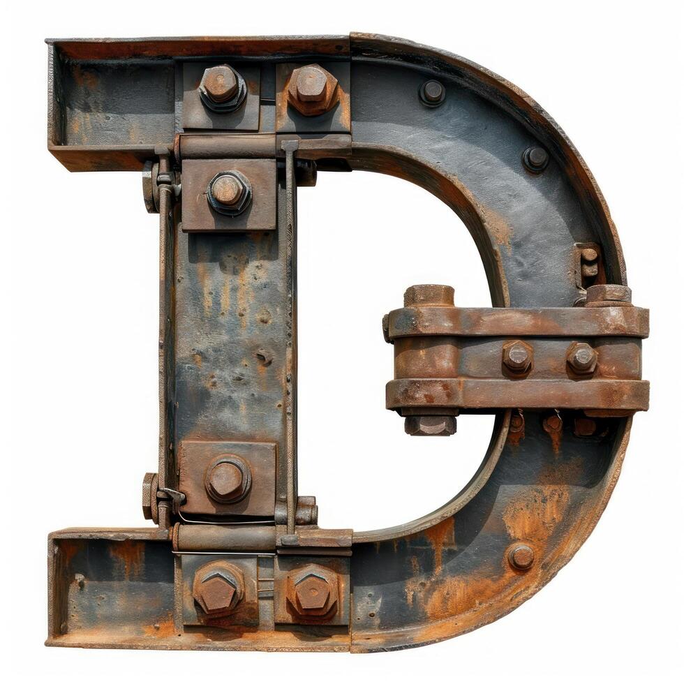 a metal letter with bolts and nuts photo