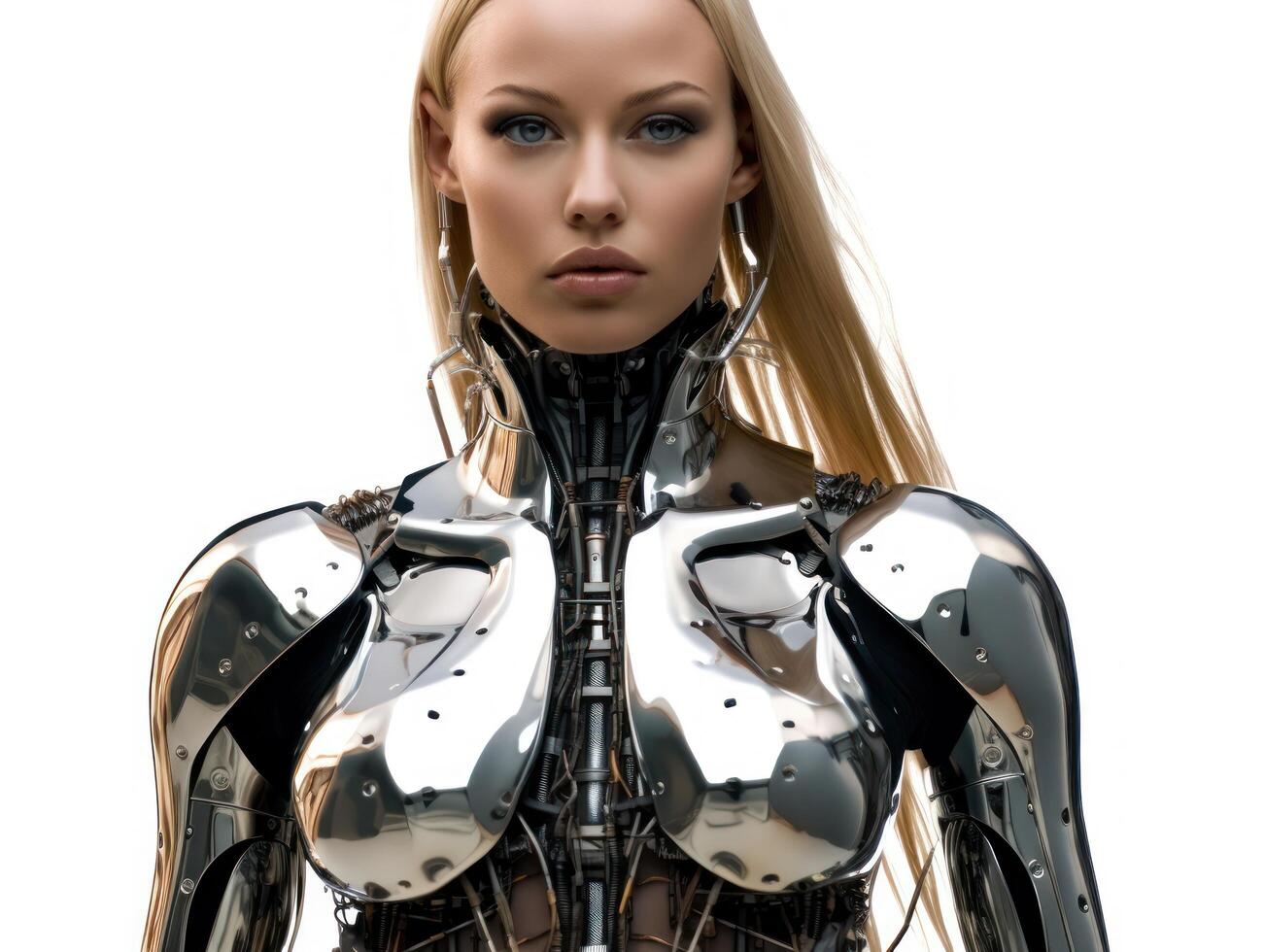 a woman in a metallic suit photo