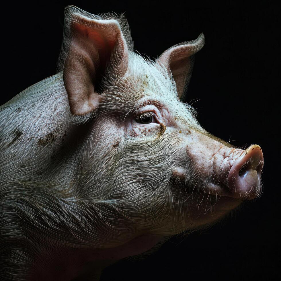 a close up of a pig photo