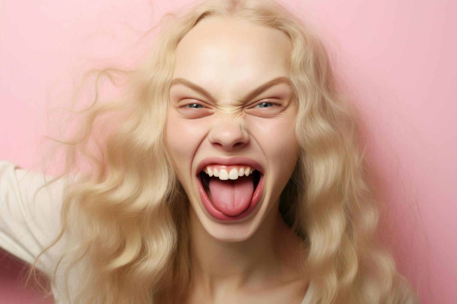 a woman with her tongue out photo