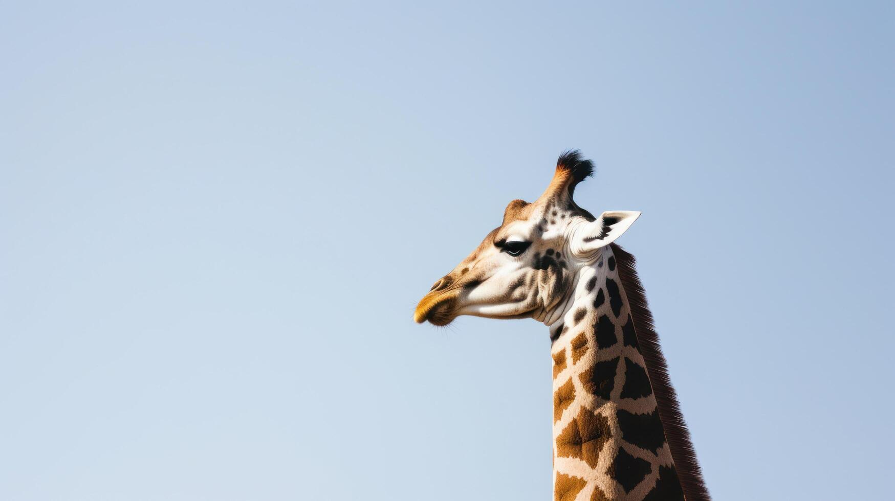 a giraffe looking up at the sky photo