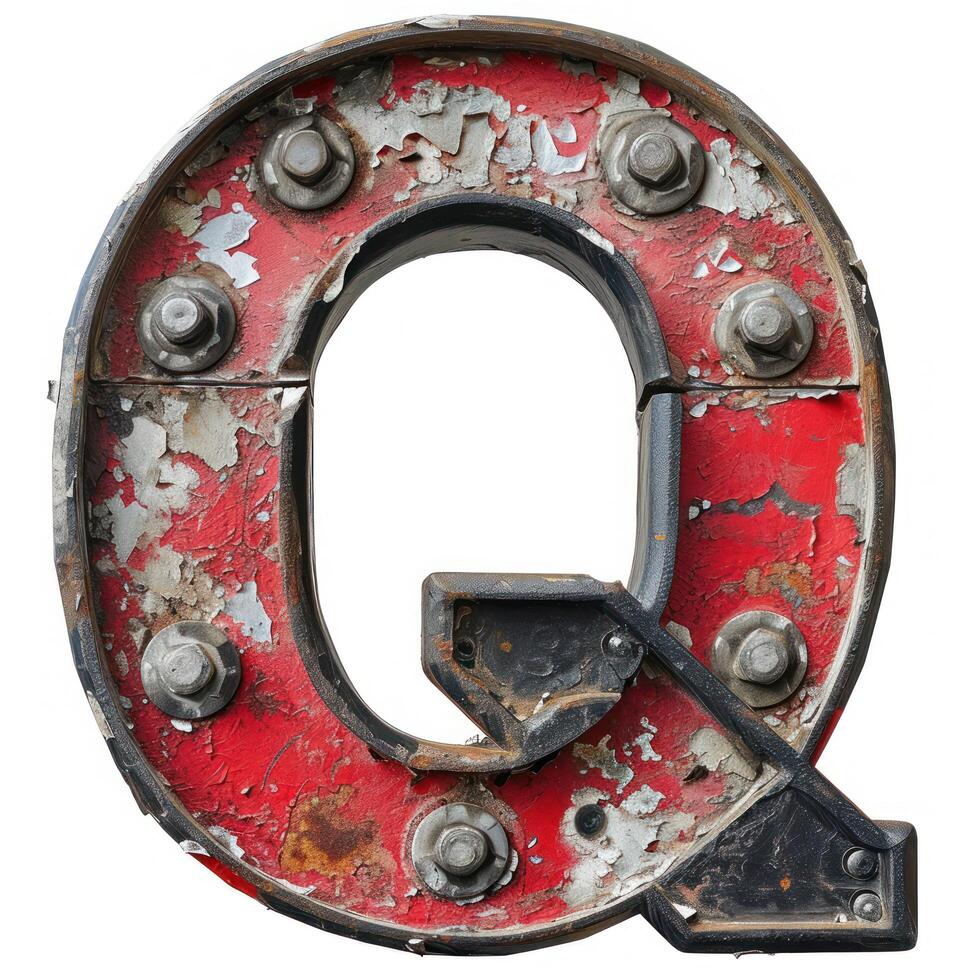 a red and black metal letter photo