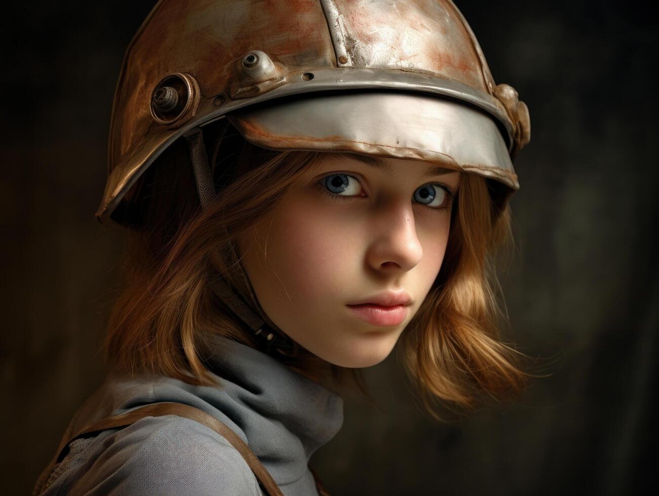 a girl wearing a helmet photo