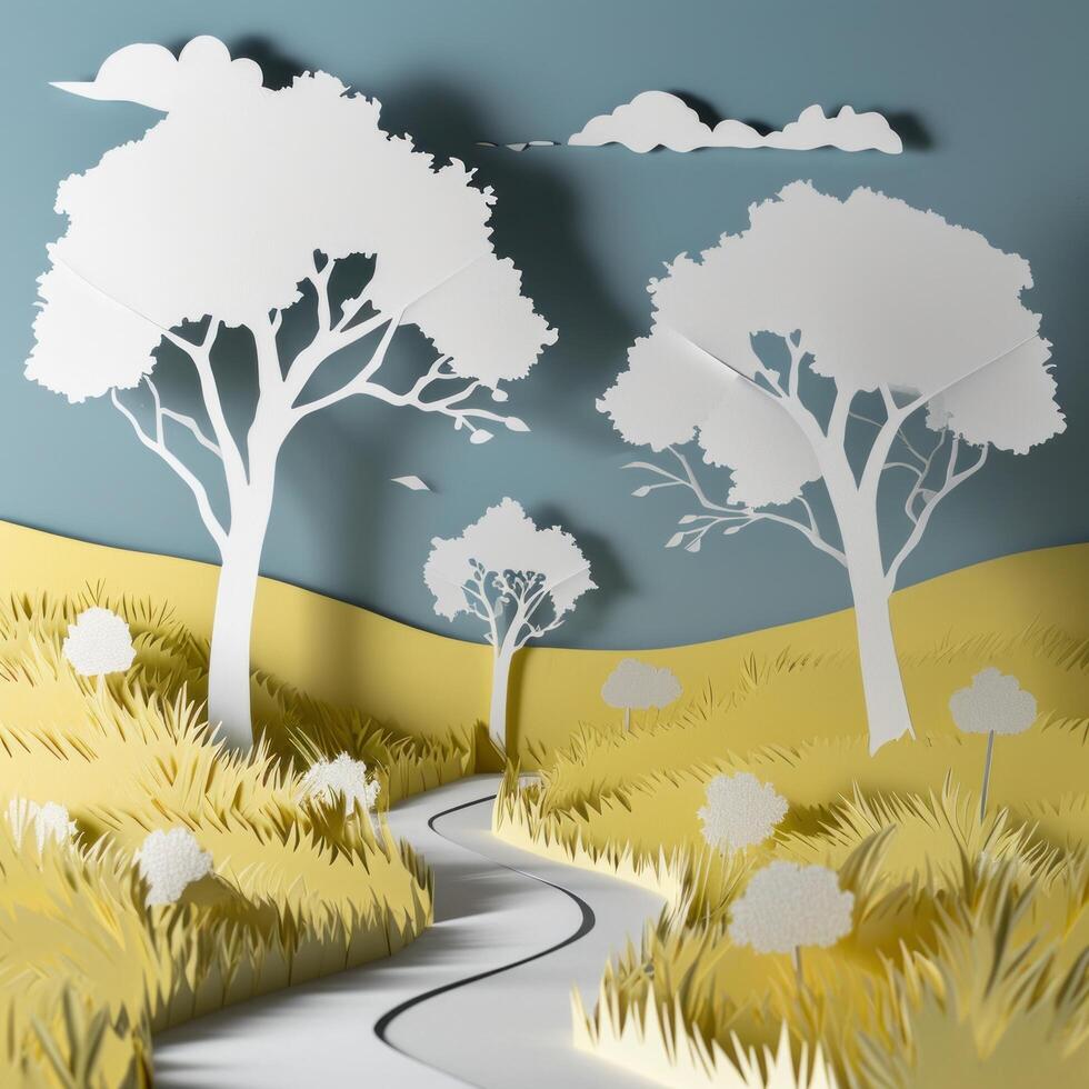 a paper cut out of a road photo