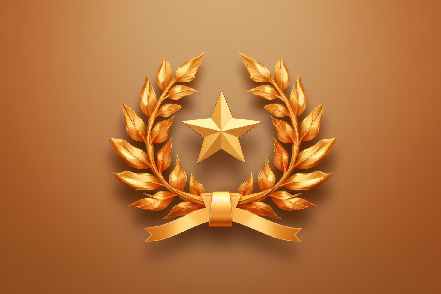 a gold laurel wreath with a star and a ribbon photo