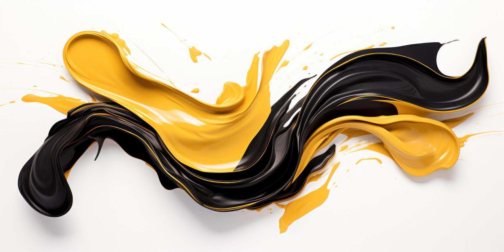 a yellow and black paint swirls photo