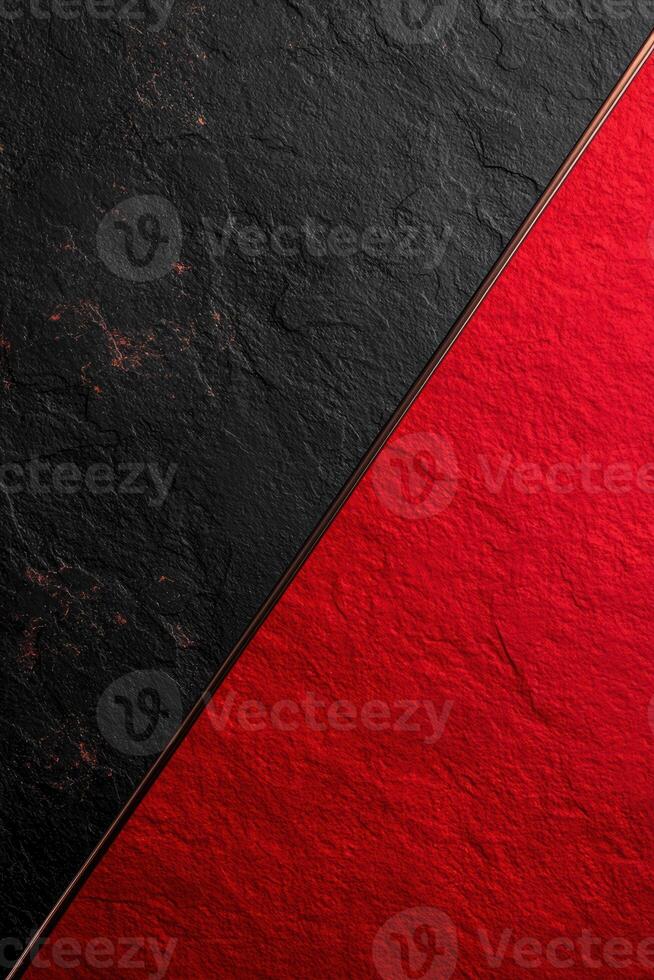 Contrasting textures of black slate and red felt photo