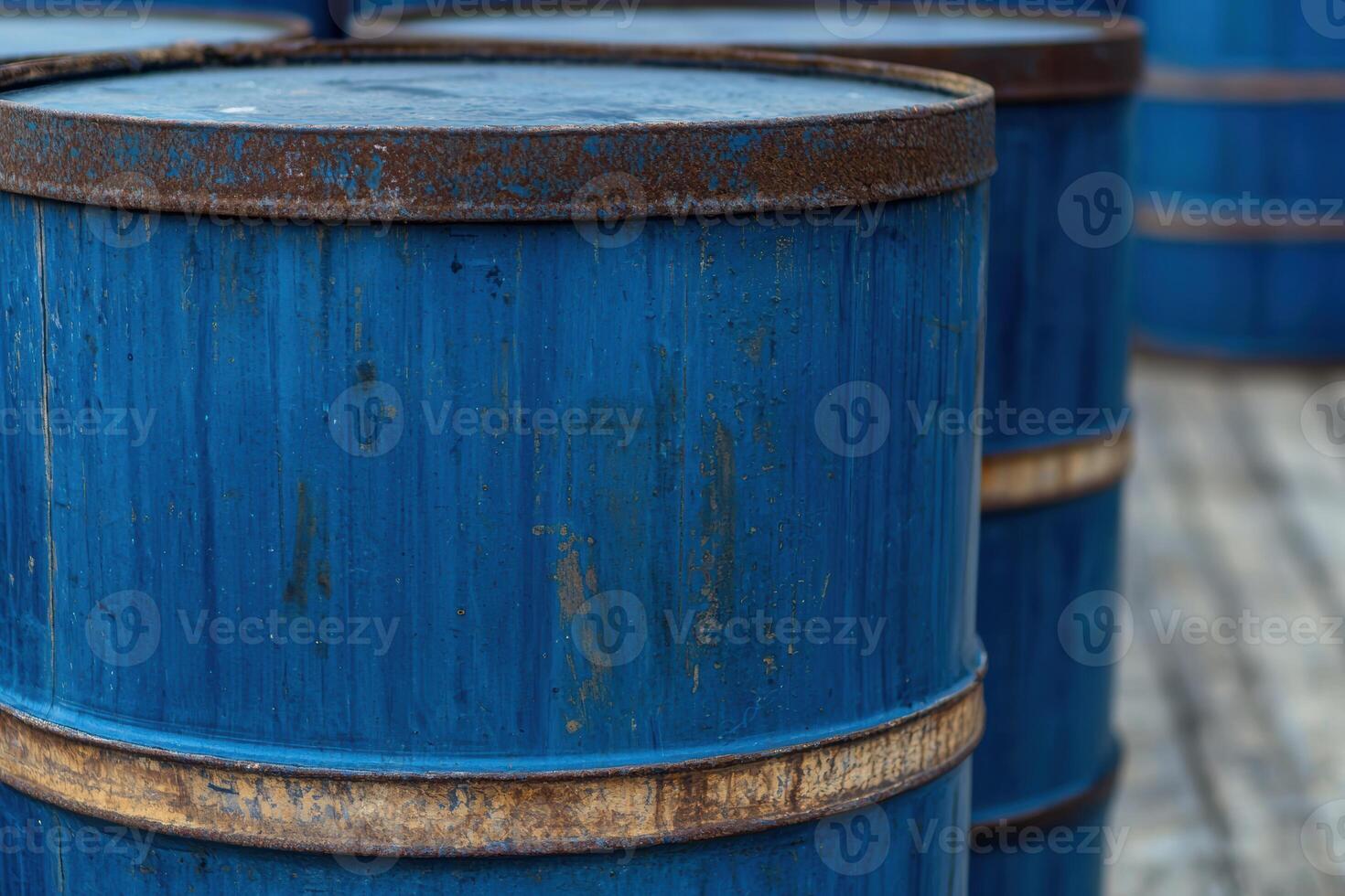 Weathered blue metal drum photo