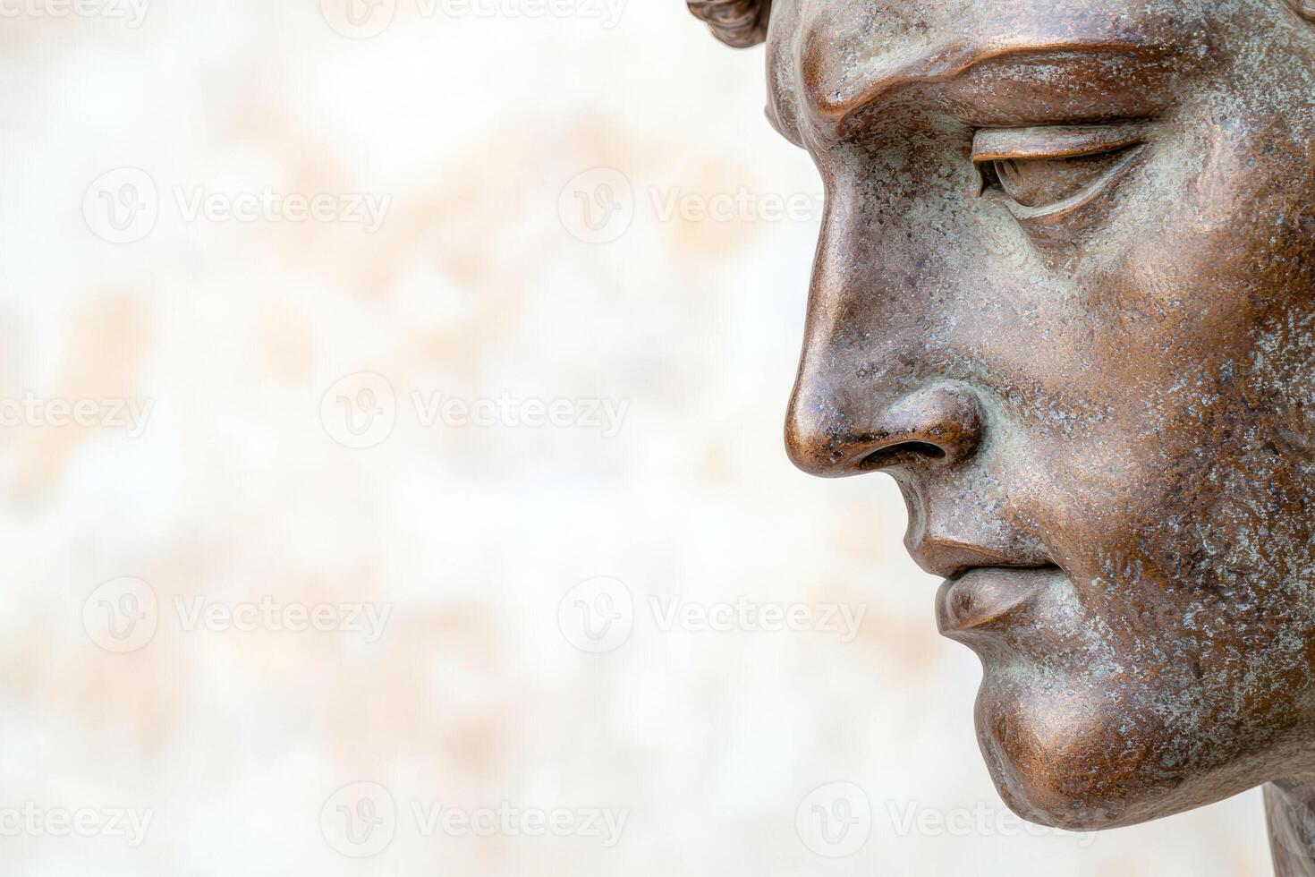 close up of a serene stone buddha statue photo