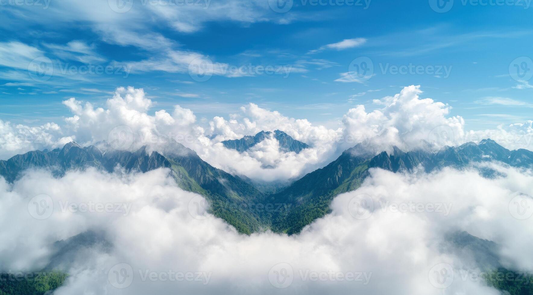 Majestic mountain landscape with clouds photo