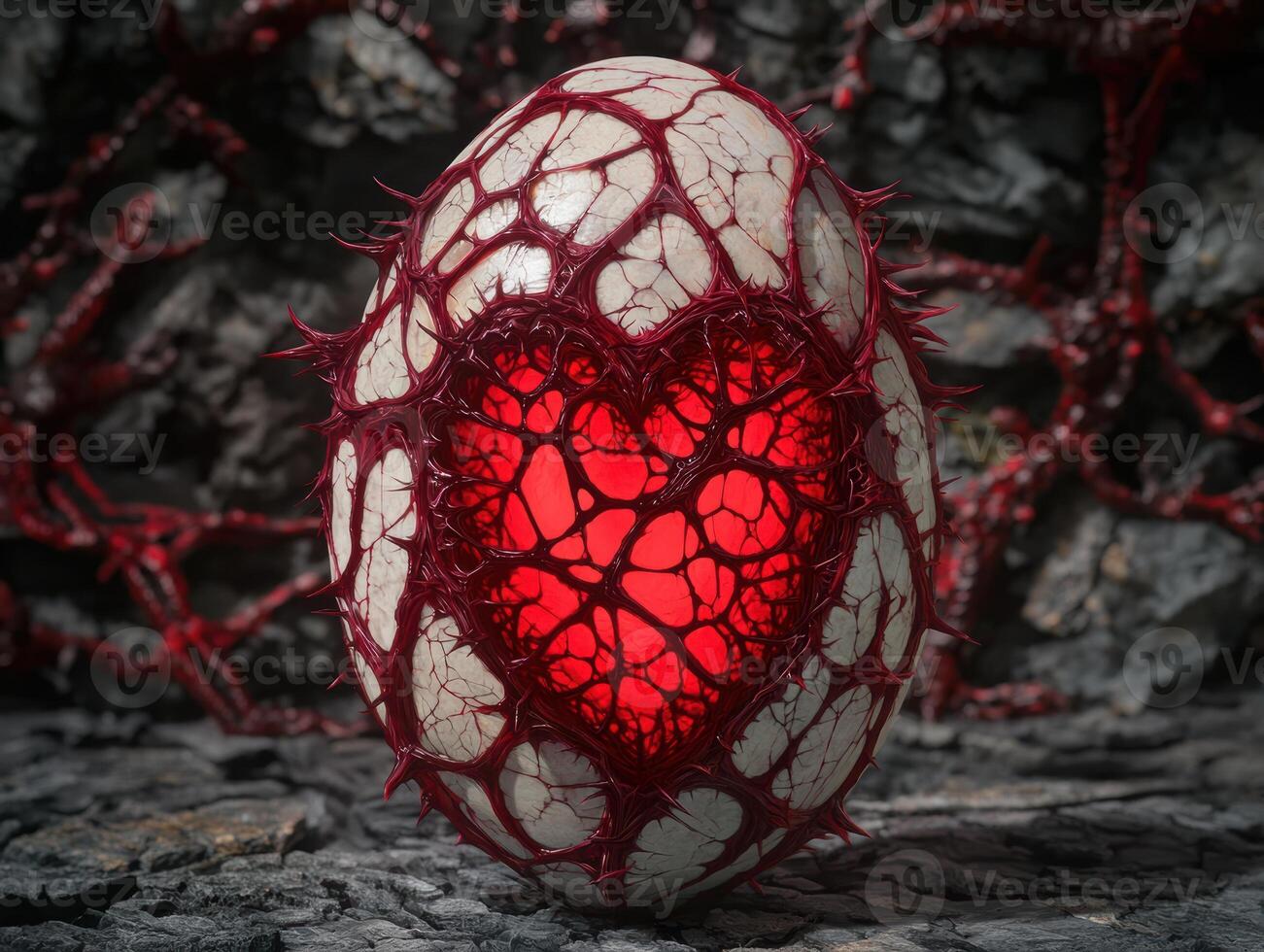 Intricate red heart shaped object photo