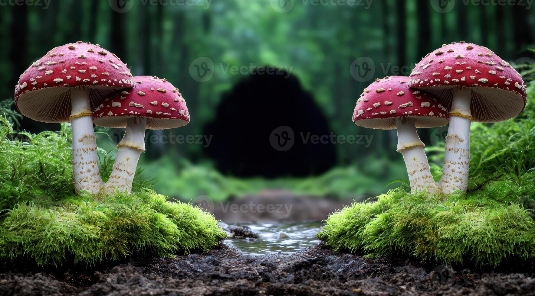 Enchanting Mushroom Wonderland in the Forest photo