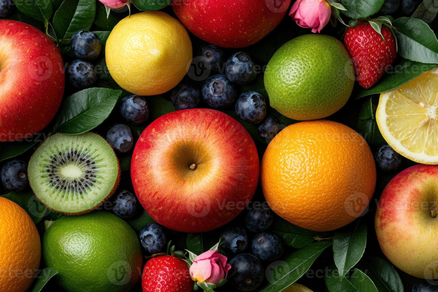 Assortment of fresh, colorful fruits photo