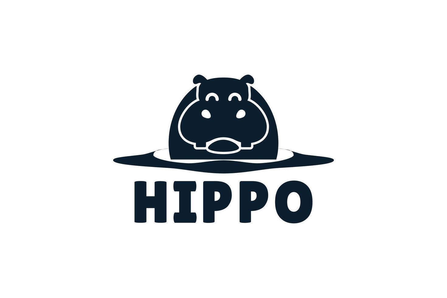 hippo logo design silhouette illustration vector