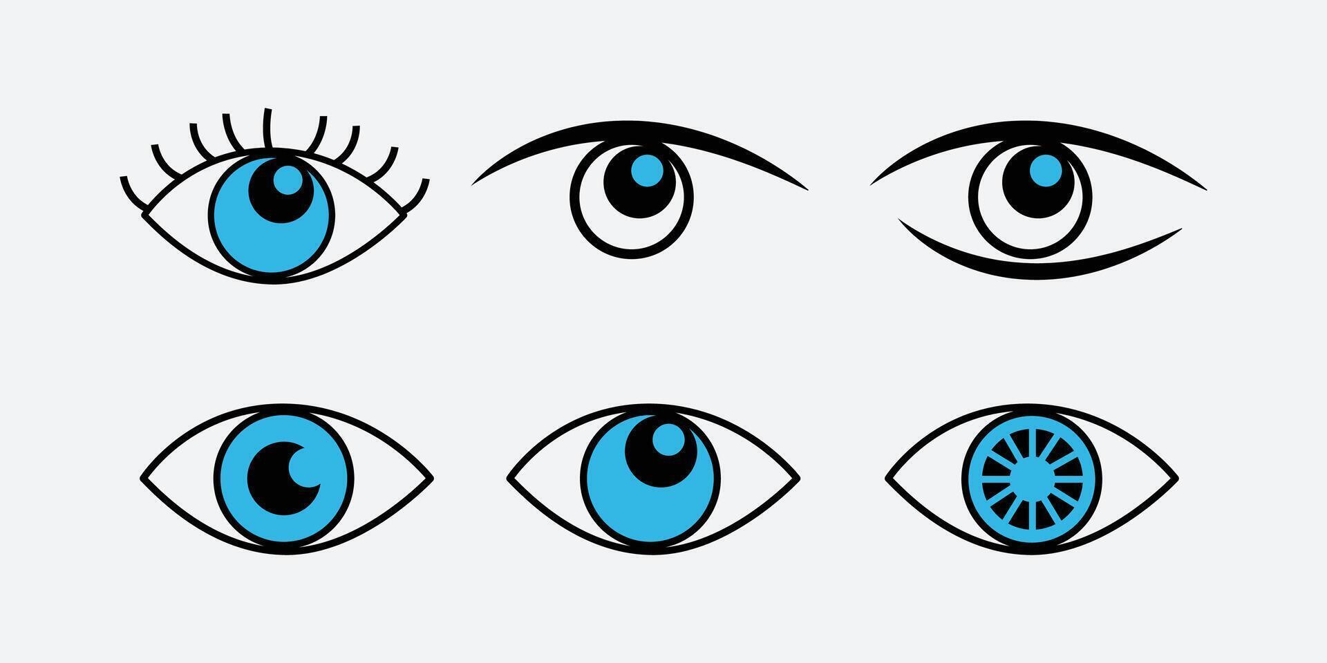 Simple eye icon, incognito mode and watch icons vector